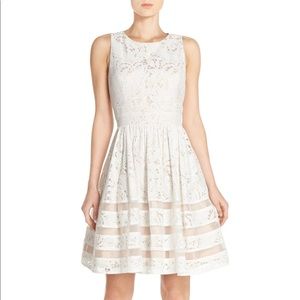 Eliza J White Fit and Flare Dress, Size 8